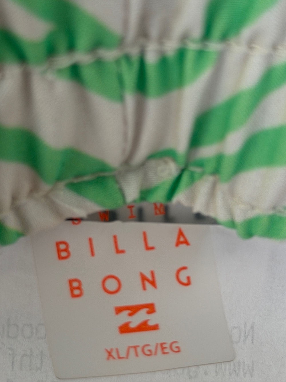 Billabong Green and White Striped Swim Shorts - Picture 3 of 3